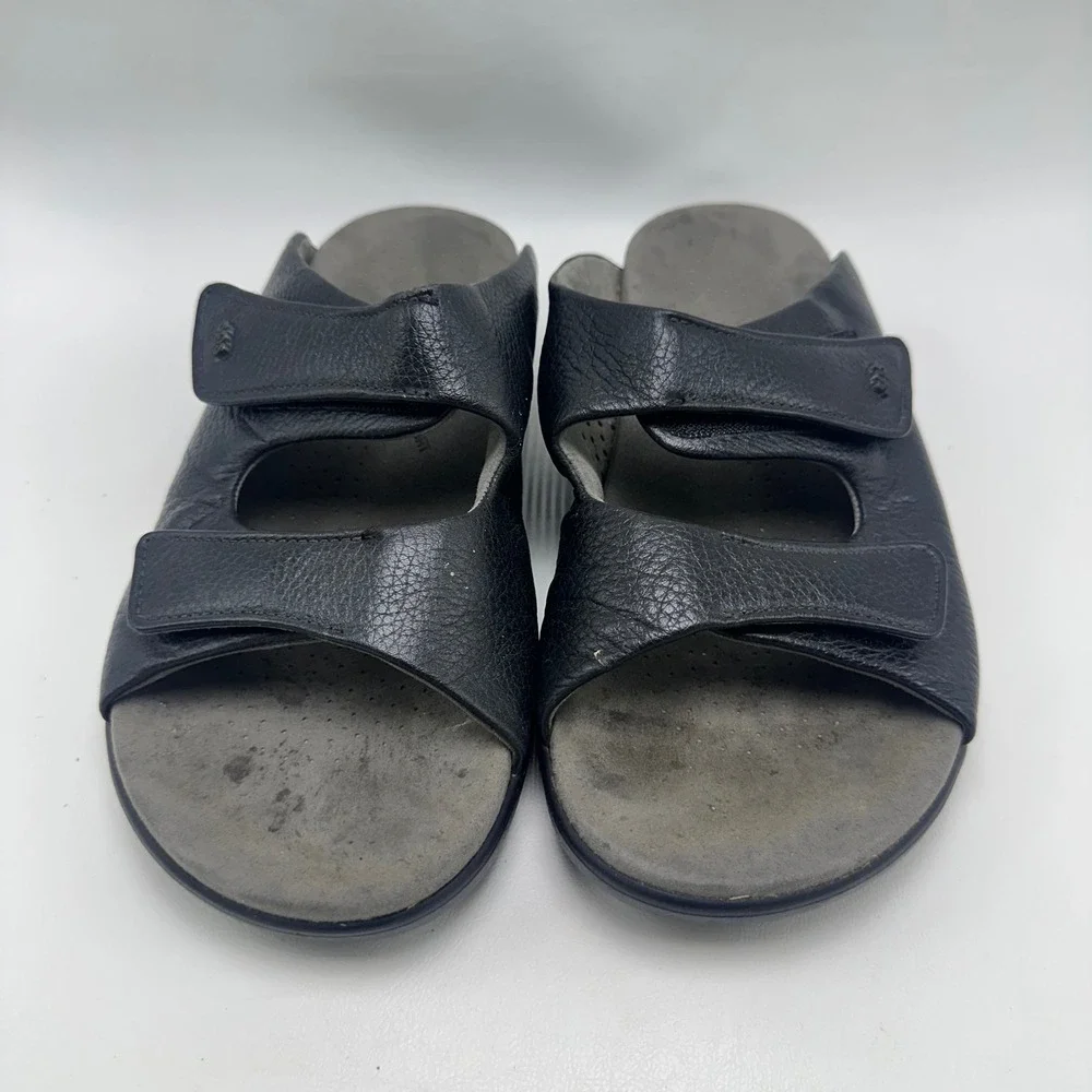 SAS Tripad Comfort Mens 9.5 W Black Leather Adjustable Slide Sandals USA Made